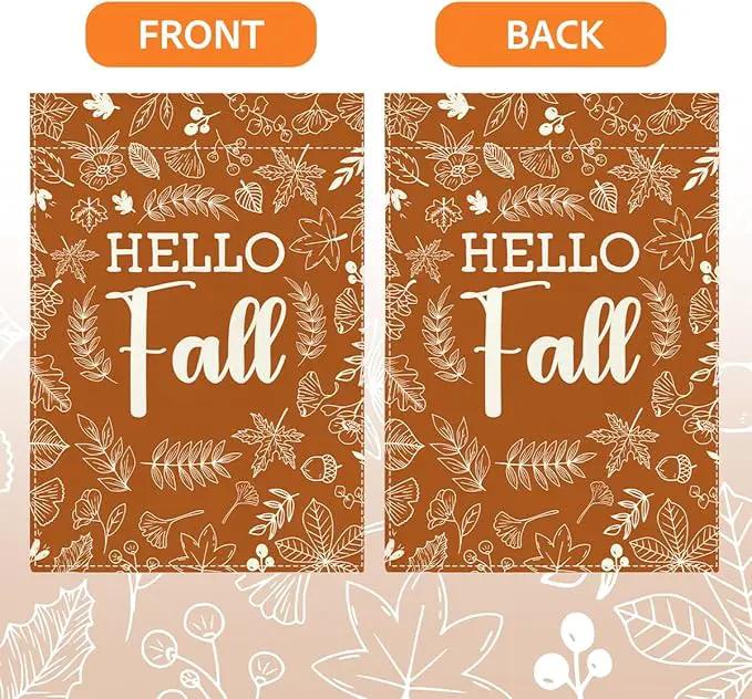 Hello Fall Garden Flag Autumn Holiday Garden Flag 12x18 inch Double Sided Fall Thanksgiving Maple Leaves Flags Decorations for Yard Outside Lawn Patio (Flay 1806) by GreenHaven Gardens