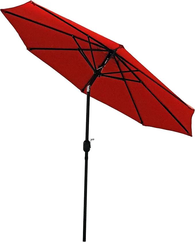 Sunnydaze Outdoor Patio Umbrella - Polyester Table Market Umbrella with Push-Button Tilt and Crank - 8 Sturdy Ribs - Burnt Orange - 9ft by GreenHaven Gardens