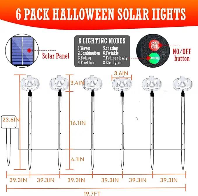 6-Pack Solar Halloween Pumpkin Garden Stake Lights for Halloween Decorations,Solar Halloween Yard Stake Outdoor Waterproof Halloween Lighted Pumpkin Lights for Garden Patio Yard Pathway Grave(6 Pack) by GreenHaven Gardens