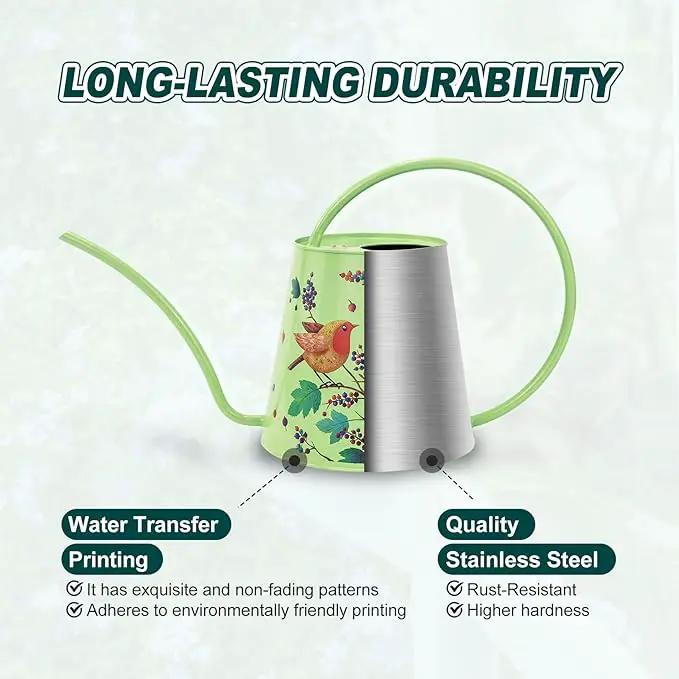 Berry&Bird House Plants Watering Can - Indoor & Outdoor 1/2 Gallon Stainless Steel Water Can with Long Spout Garden Decoration for Flower Bonsai Succulent Gardening Large Watwer Bottle(2L/Robin) by GreenHaven Gardens