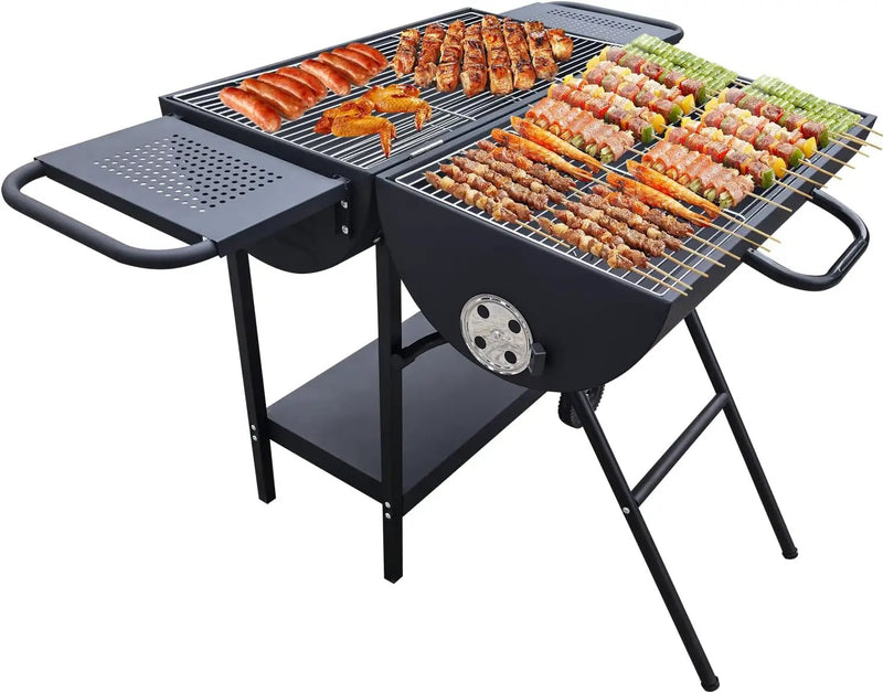 Charcoal Grill - Charcoal Barrel Grill with side shelf, Large Stainless Steel BBQ Grill suitable for outdoor camping,backyards, and patios (Extra Large) by GreenHaven Gardens