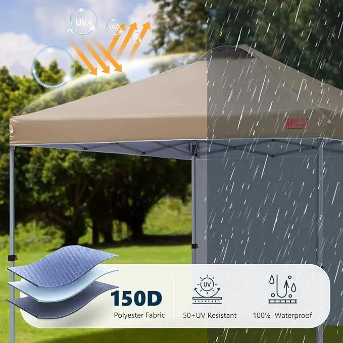 MASTERCANOPY Durable Pop-up Canopy Tent with 1 Sidewall (6.6'x6.6',Khaki) by GreenHaven Gardens