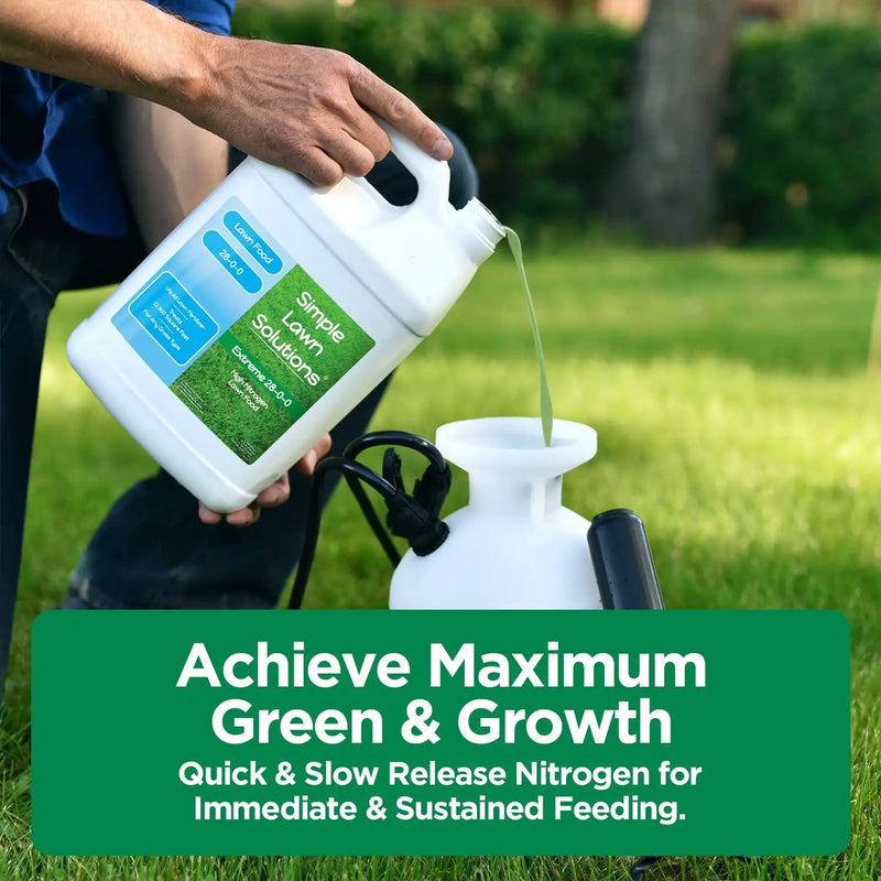 Maximum Green & Growth Fertilizer High Nitrogen 28-0-0 Lawn Food Liquid Fertilizer- Spring & Summer- Any Grass Type- Simple Lawn Solutions - Concentrated Quick & Slow Release Blend (1 Gallon) by GreenHaven Gardens