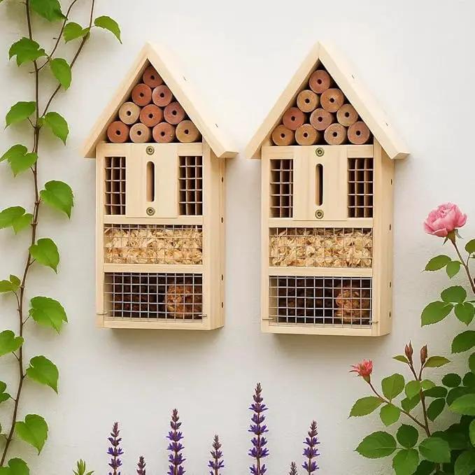 2 PK Large Cedar Wood Insect House Kit for DIY Project Backyard Insect House, Bee House, Nesting Habitat Shelters, Garden Shelter for Bees, Butterflies, Bugs by GreenHaven Gardens