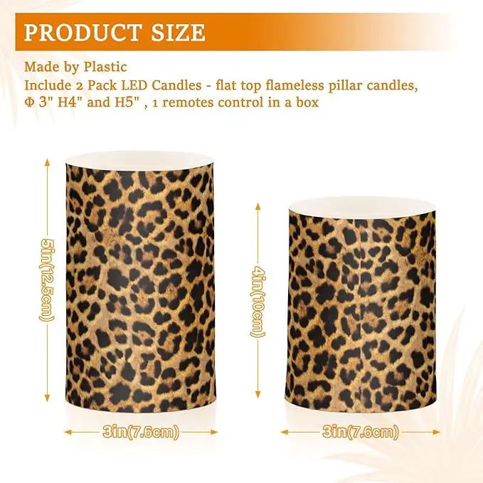 Flickering Flameless Candles, Leopard Texture LED Candles with Remote Timer, Set of 2 Battery Operated Candle for Valentine Wedding Birthday by GreenHaven Gardens