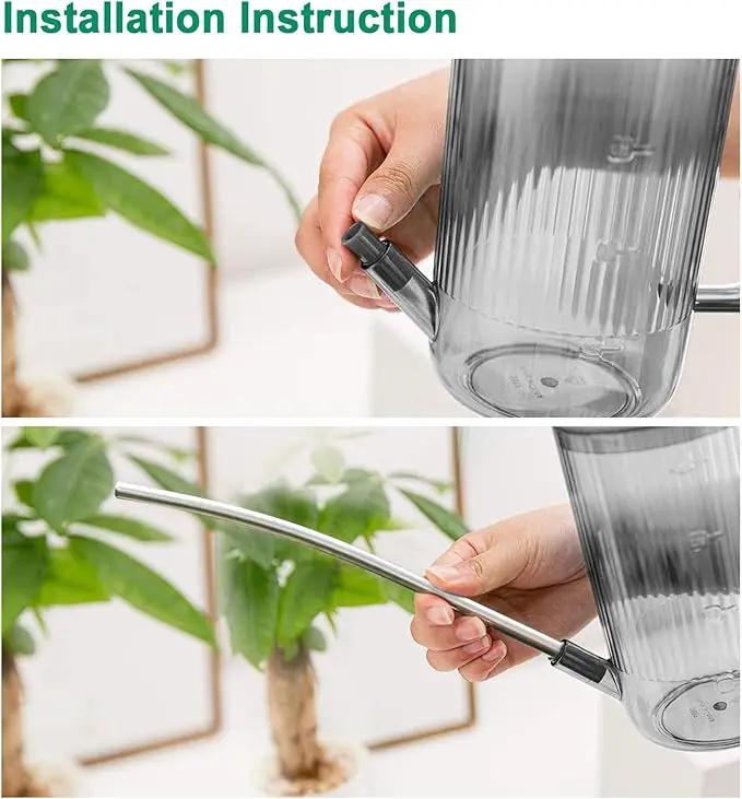 Long Spout Watering Can Indoor, Small Watering Cans for House Plants, Flowers, Succulents, 34oz (Grey) by GreenHaven Gardens