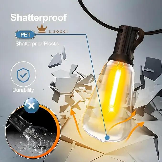 String Lights for Outside 100Ft 30M - Patio Lights Outdoor Lighting Waterproof Lights, Remote Dimmable ST38 Shatterproof Wedding Decorations, Birthday, Chrismas, Haloween, Balcony, Garden Party by GreenHaven Gardens