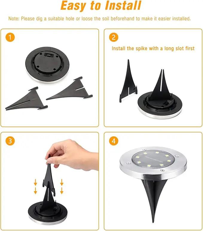 ODEETRONIC Solar Ground Lights, 12 Packs 8 LED Solar Disk Lights, Outdoor in-ground Light Waterproof, Round Solar-Powered Puck Light Flat Lamps for Landscape Pathway Yard Garden Walkway, Cool White by GreenHaven Gardens