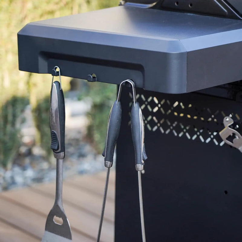 Monument Grills 2-Burner Foldable Stainless Steel Liquid Propane Gas Patio Garden Barbecue Grill with Clearview® Lid, Knob Control Mesa220 with BBQ Cover by GreenHaven Gardens