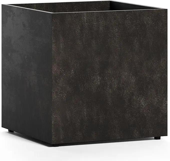 Reglito Cube Planter - 31.5 in x 31.5 in x 31.5 in - Brown Stone by GreenHaven Gardens
