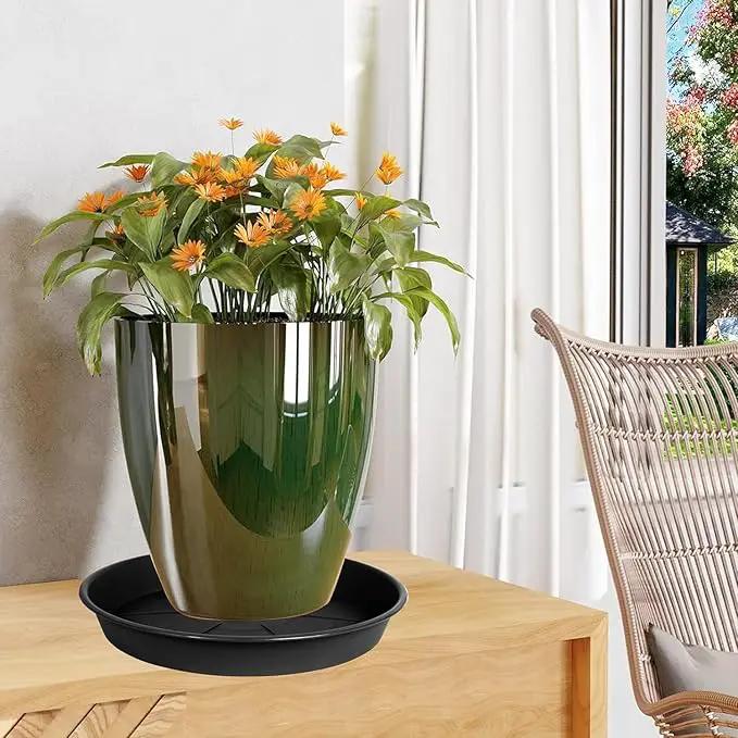 1 Pack of Plant Saucer Tray 8 inch, Heavy Duty Plastic Pot Plant Drip Trays Saucers for for Indoors Outdoor, Plant Water Tray for Planters (8", Black) by GreenHaven Gardens