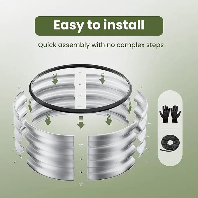 ZXZYHFTY Round Galvanized Raised Garden Bed kit,Silver Outdoor Garden Raised Planter Box, Round Large Metal Raised Garden Beds for Vegetable 2 * 2 * 1ft 3 Pcs by GreenHaven Gardens