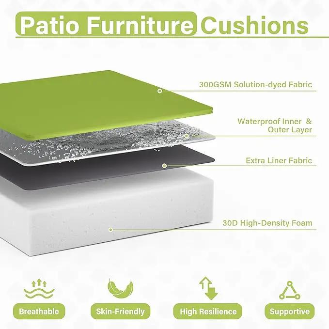 Patio Chair Cushions 24 X 24 X 5 Inch Waterproof Outdoor Seat Cushions for Patio Furniture, Outdoor Sofa Couch Pads with Ties & Handle, Set of 2, Grass Green by GreenHaven Gardens