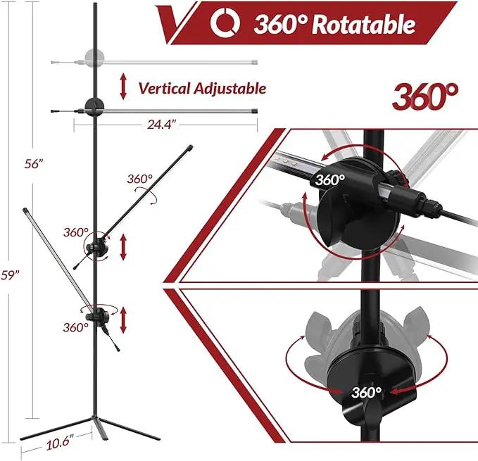 Grow Light with Stand for Indoor Plants, 3 Head 45W 168 LEDs Full Spectrum Adjustable Plant Light, 59'' H Tall Premium Aluminum Tripod Floor Stand for Indoor Gardening and Home Decoration by GreenHaven Gardens