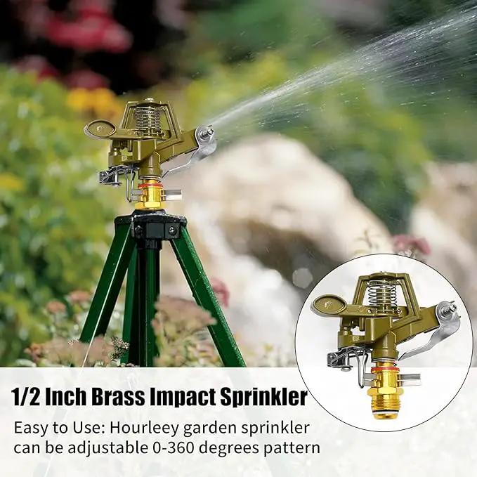 1/2 Inch Brass Impact Sprinkler with Nozzles Adjustable 0-360 Degree Coverage Pattern Heavy Duty Lawn Sprinkler Head for Yard Lawn Grass Patio Garden Irrigation (2Pcs) by GreenHaven Gardens
