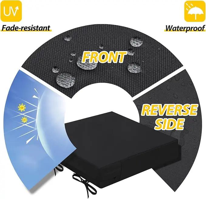 AAAAAcessories Outdoor Seat Cushions for Chairs, Waterproof, Fade-Resistant Patio Furniture Replacement Cushions, 21" x 21" x 4", Set of 2, Black by GreenHaven Gardens