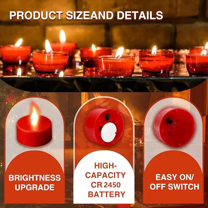 Tea Light Candles with Remote Control,12pack Flickering Flameless LED Candle,Long Lasting 400+Hours,Battery Operated with Timer for Home Decoration Seasonal &Festival Celebration Red by GreenHaven Gardens