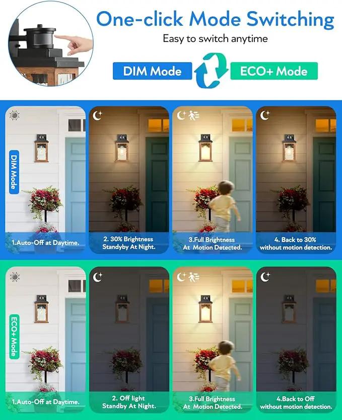 VIANIS Motion Sensor Outdoor Lights, Dusk to Dawn Outdoor Lighting for House, Wood Grain Garage Lights, Lantern Wall Mount, Waterproof Porch Sconce for Entryway, with Anti-Rust, Weather Resistant by GreenHaven Gardens