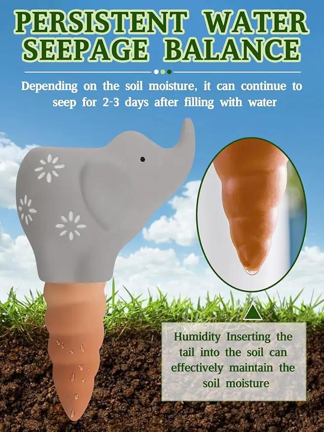 Kalolary 4Pcs Plant Watering Globes, Elephant Shape Self Watering Spikes Terracotta Drip Water Stakes Irrigation Watering Bulbs for Pot, Indoor, Outdoor, Vacation by GreenHaven Gardens