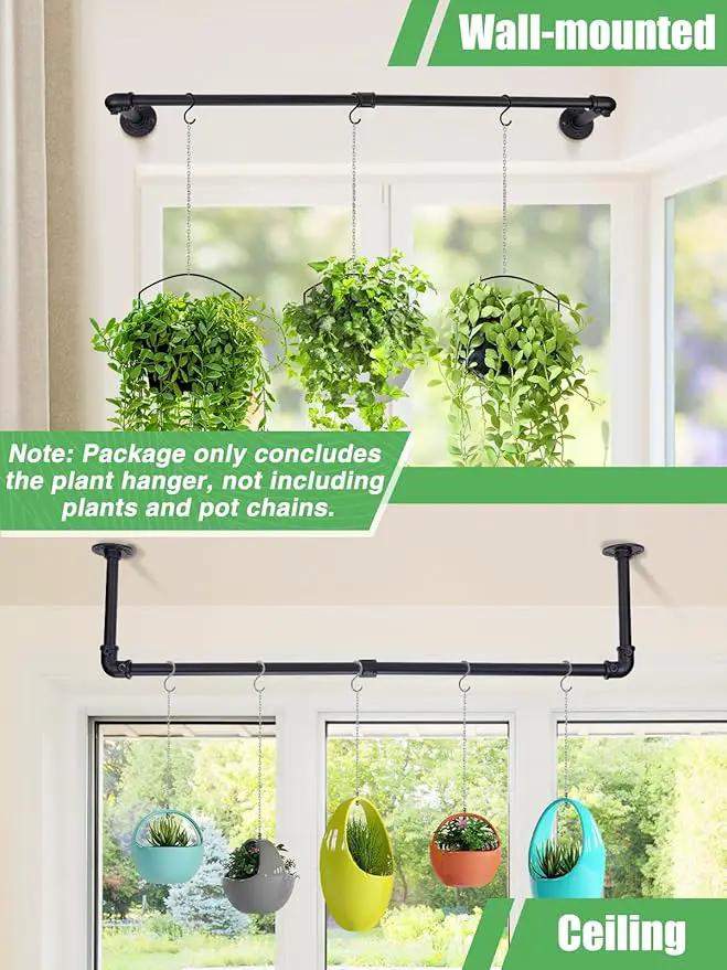 Plant Hanger Indoor, 34.2in Strong Load-Bearing Hanging Plant Holder, Window Plant Rod Black Metal Bar for Wall Ceiling Decor Shelves, 1 Pcs (Pot Chain & Plant Not Included) by GreenHaven Gardens