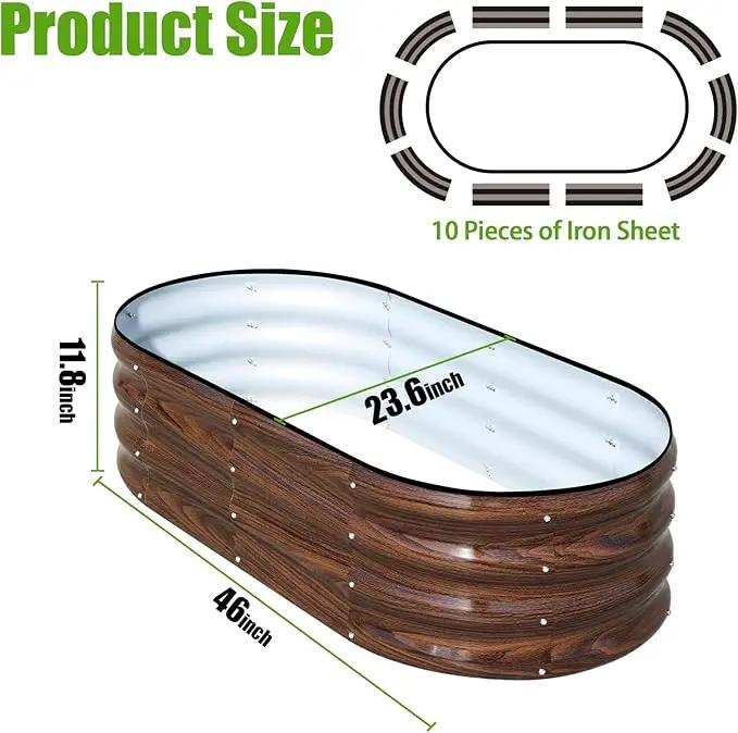 SnugNiture Galvanized Raised Garden Bed, 4x2x1ft Oval Metal Planter Box for Planting Outdoor Plants Vegetables by GreenHaven Gardens