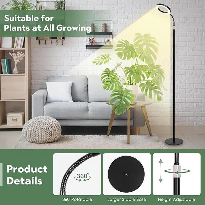 LBW Grow Lights for Indoor Plants Full Spectrum with Stand, Floor Plant Growing Lamp for Large Plants, Auto ON/Off Timer 4/8/12H, 4 Dimmable Levels, 47.2-63 inches Adjustable Height by GreenHaven Gardens