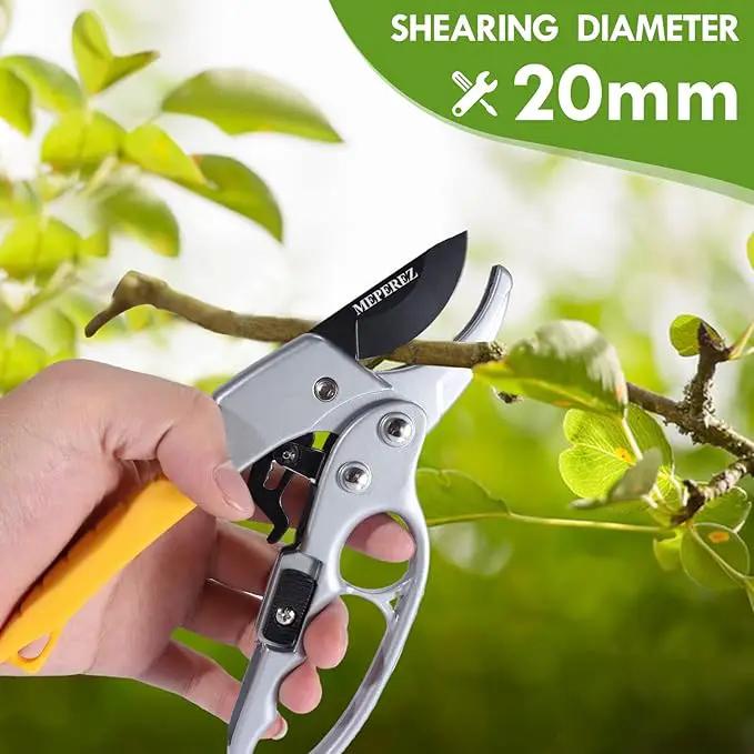 Premium 8 inch garden clippers, 3 Times Easy to Work, Arthritis Weak Hand Snips (2 pack-yellow) by GreenHaven Gardens