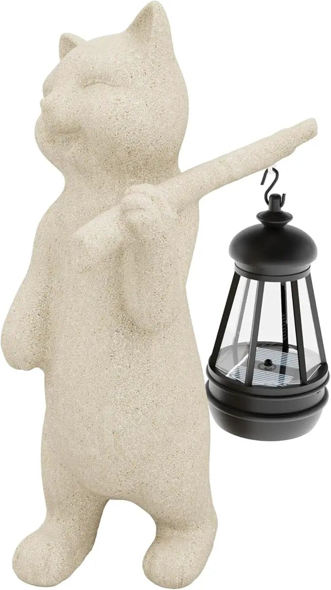 Solar Powered Garden Resin Statue Lights, 10 Inch Waterproof Outdoor Animal Cute Cat Figurine Lights, Suitable for Patios, Balconies, Lawns, Courtyards, Etc. (Walking) by GreenHaven Gardens