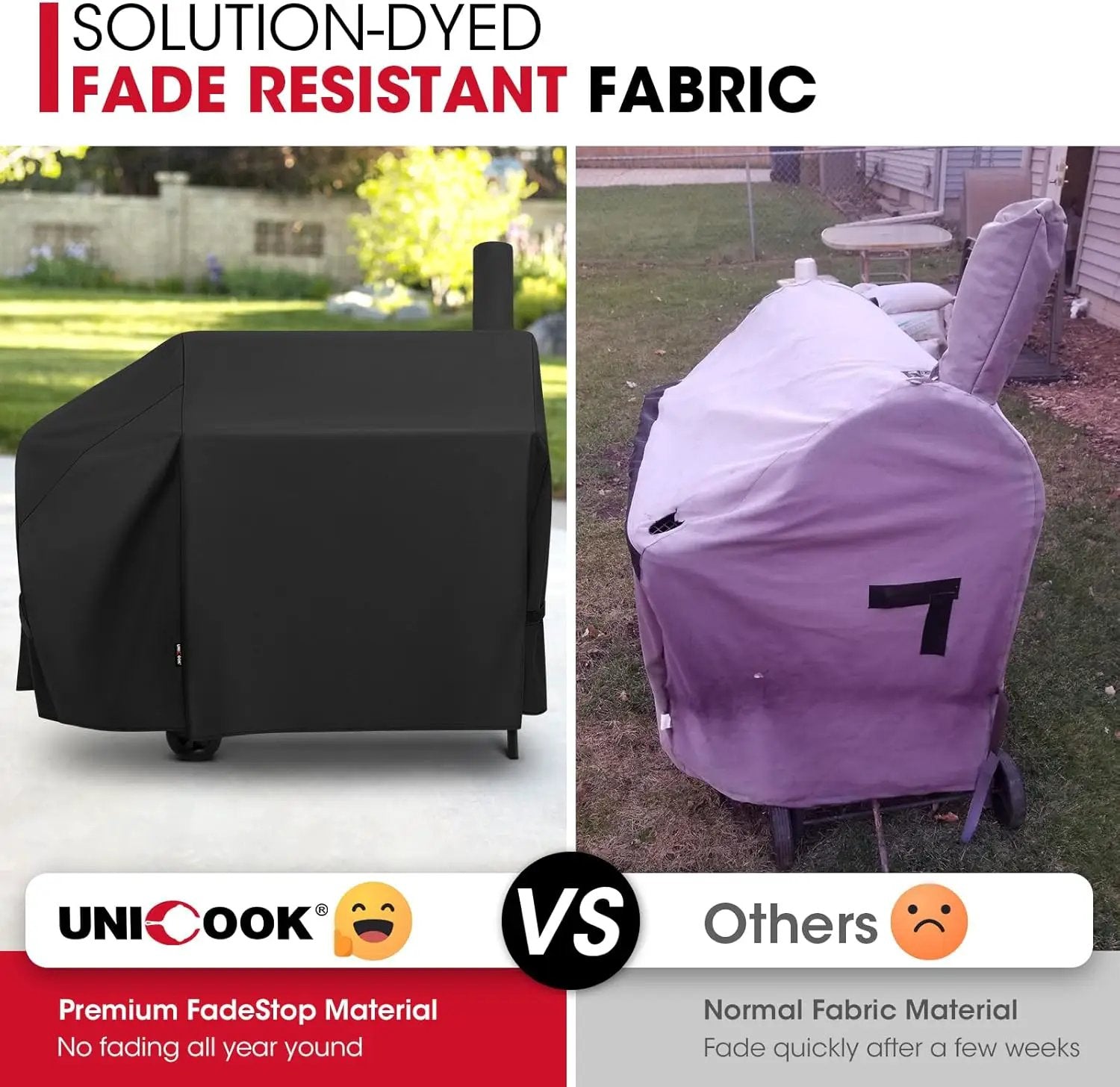 Unicook Offset Smoker Cover 60 Inch, Outdoor Heavy Duty Waterproof Charcoal BBQ Grill Cover, Fade Resistant, Compatible for Brinkmann, Char-Broil, Royal Gourmet and More, Black by GreenHaven Gardens