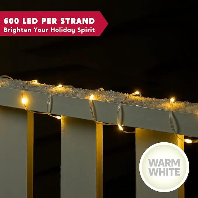 Joiedomi 600 LED Christmas Lights Outdoor,197 FT Warm White Christmas Tree Lights with 8 Modes Timer, PVC Clear Wire String Lights with Reel for Indoor Outdoor Holiday Xmas Eve Night Decorations by GreenHaven Gardens