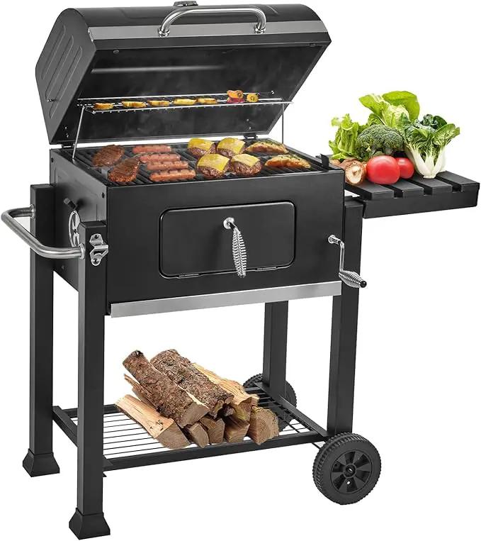 Charcoal Grills, Large Outdoor BBQ Grill Offset Smoker with Side Table Heavy Duty Outside Barbecue Grills Cooking Backyard Patio (Enamel Grill Grate) by GreenHaven Gardens