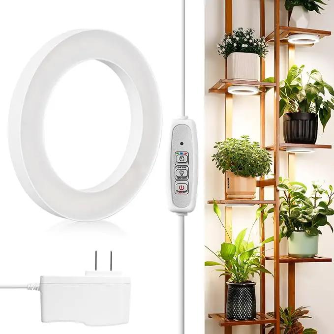 LORDEM 6.3” Ceiling Grow Light for Indoor Plants, 72 LEDs Full Spectrum Halo Plant Light, Under Cabinet Growing Lamp with 4/8/12H Auto Switch, 4 Dimmable Brightness Levels, Ideal for Pot Plants by GreenHaven Gardens