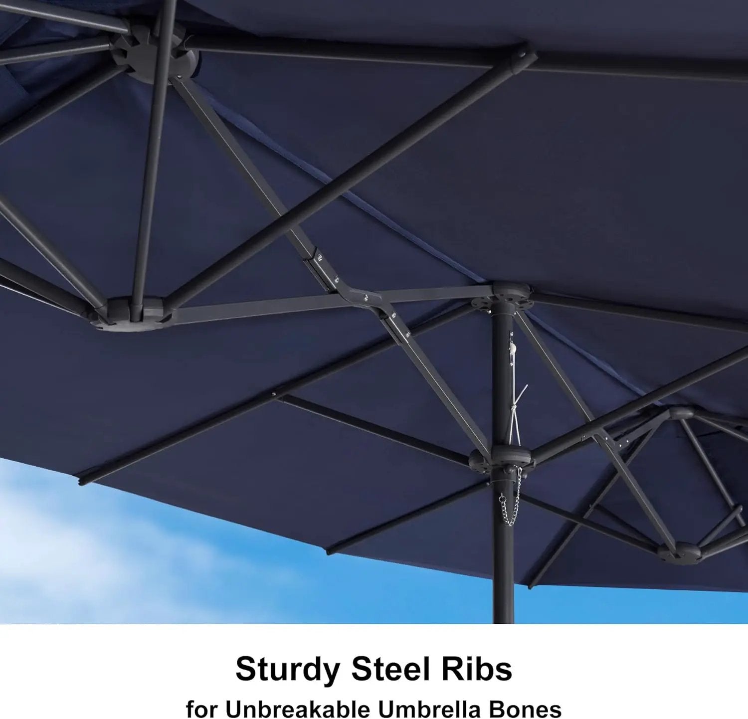 PURPLE LEAF 14ft Patio Market Umbrella Outdoor Double-Sided Umbrella with Base and Crank Rectangle Table Umbrella for Pool Deck Garden, Navy blue by GreenHaven Gardens