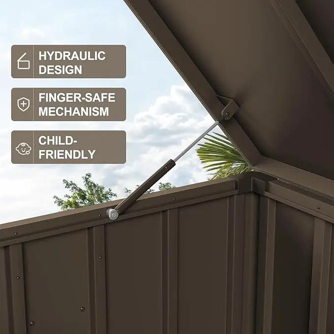 PURPLE LEAF Outdoor Deck Box 150 Gallon Waterproof Lockable Storage Box Container with Lid Deck Organization for Patio Cushions Side Table Pool Accessories Garden Tools, Brown by GreenHaven Gardens