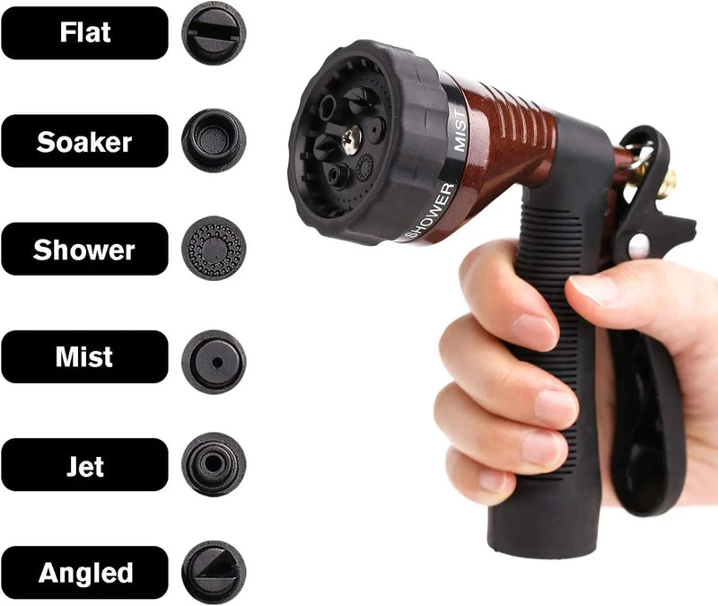 GREEN MOUNT Water Hose Nozzle Spray Nozzle, Metal Garden Hose Nozzle with Adjustable Spray Patterns, Perfect for Watering Plants, Washing Cars by GreenHaven Gardens