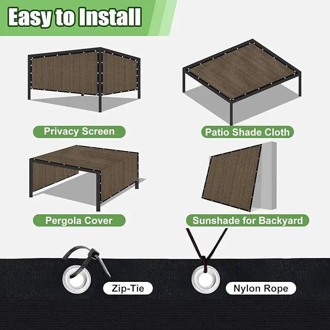 Outdoor 90% Sun Shade Cloth with Grommets, 8 X 13 FT Pergola Shade Cover for Garden Patio Carport Kennel Swimming Pool, Mocha (We Make Custom Size) by GreenHaven Gardens