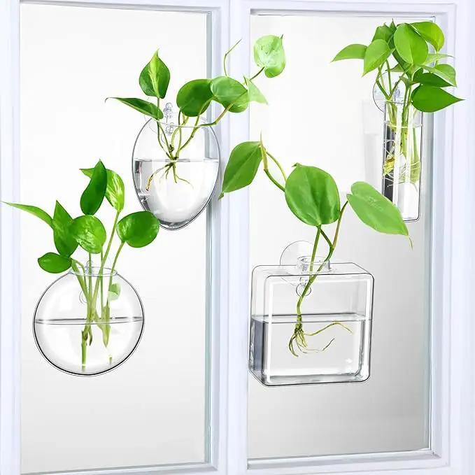 Baderke 4 Pcs Wall Hanging Planter Wall Window Propagation Station Hanging Planter Glass Terrarium Container Plant Propagation Station Vase for Garden Office Decor(Geometric) by GreenHaven Gardens