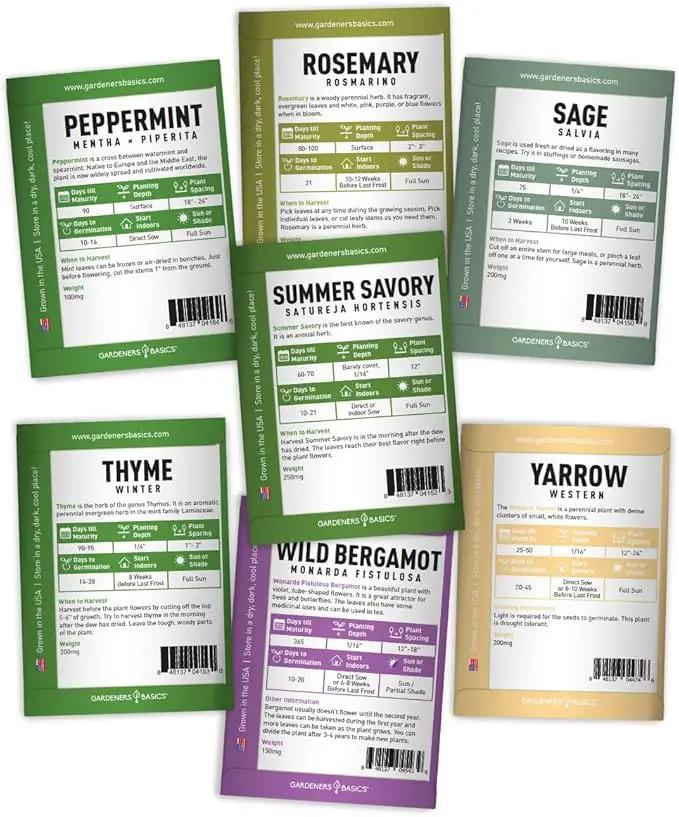 Gardeners Basics Complete Medicinal Herb Seeds for Planting Collection - 35 Best Herbs Variety Pack for Teas and Home Remedies - Indoor, Outdoor, Hydroponic Herbal Herbalist Seed - Non-GMO, Heirloom by GreenHaven Gardens