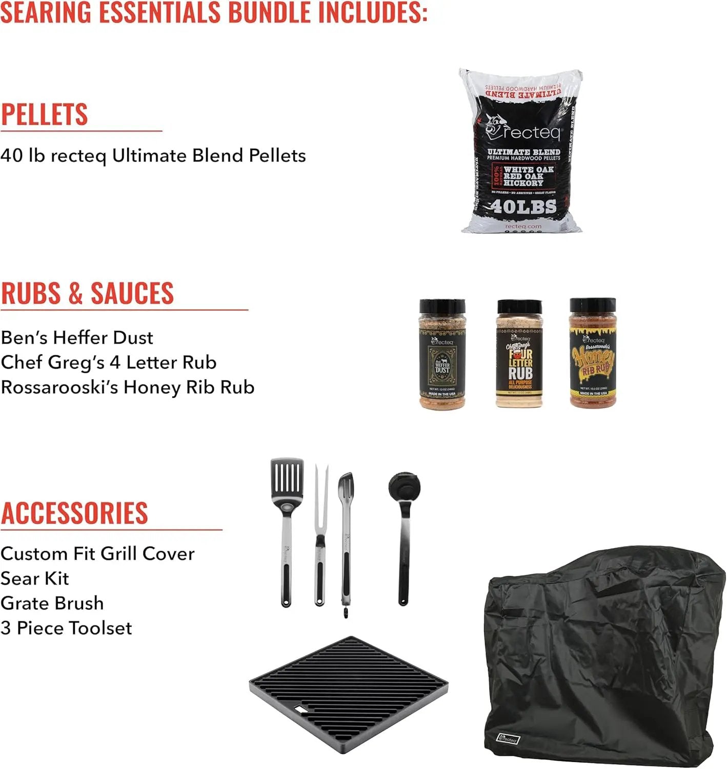 recteq Pellet Grill RT-B380X Bullseye Deluxe + Searing Essentials Bundle, WiFi Enabled Electric Pellet Smoker Grill, Wood Pellets, BBQ Outdoor, Smoke, Sear, and More by GreenHaven Gardens