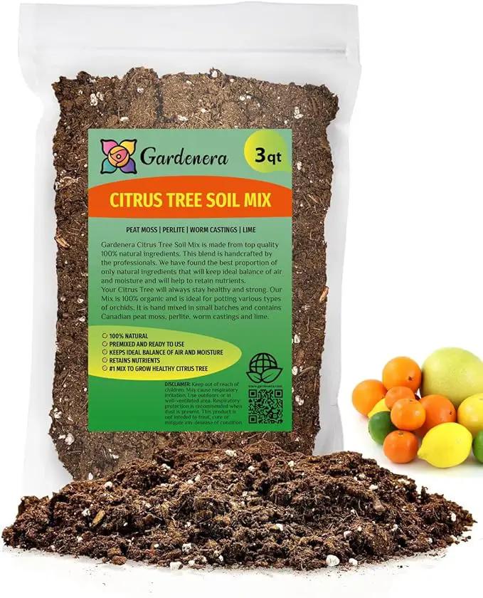 Citrus Tree Potting Soil Mix, Special Blend for Indoor Oranges, Lemons, Limes and More - (3 Quart Bag) by GreenHaven Gardens