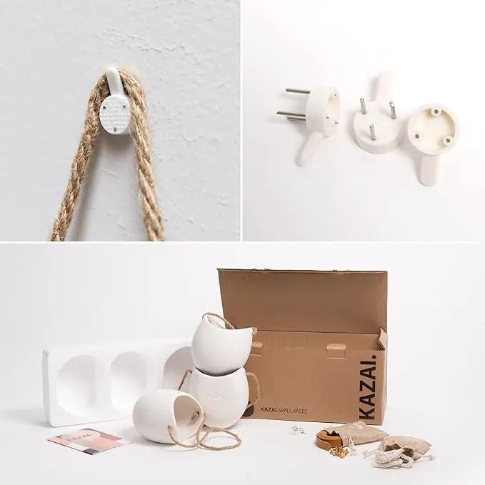 Wall Planters -Ellie- | Hanging Ceramic Plant Pots 3 Pieces | Wall Decoration for Indoors, Balcony and Garden | White (Matte) by GreenHaven Gardens