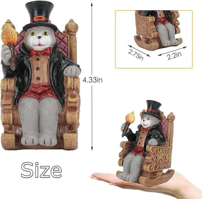 Solar Cat Garden Statues for Outside: Home Valentine Decor with Magic Wand Lights Cat Clearance Garden Sculpture for Yard Art Lawn Ornaments Porch Patio Balcony, Birthday Gifts for Mom Grandma Women by GreenHaven Gardens