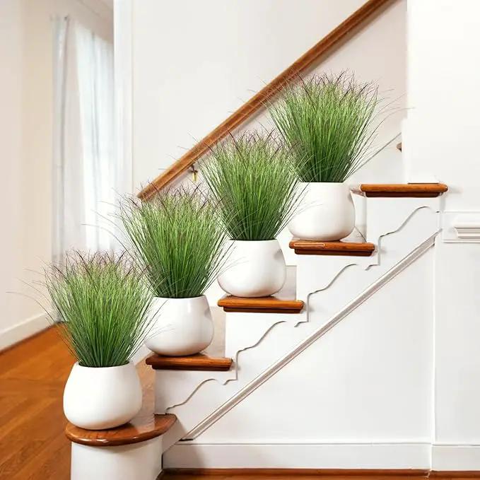 48Pcs Artificial Grass Plants Faux Shrubs Wheat Grass Fake Tall Grass Plants for Outdoor Decor Greenery Stems Weed for Room Indoor Home Decor（Green Red Tail by GreenHaven Gardens