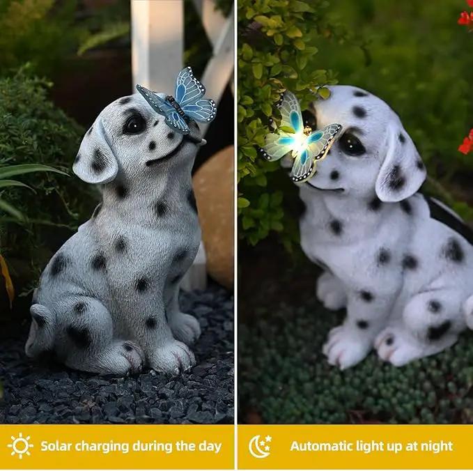 Dog Garden Figurines Outdoor Decor Solar Statue with LED Lights for Patio Lawn Yard Art Decoration Housewarming Garden Gift by GreenHaven Gardens