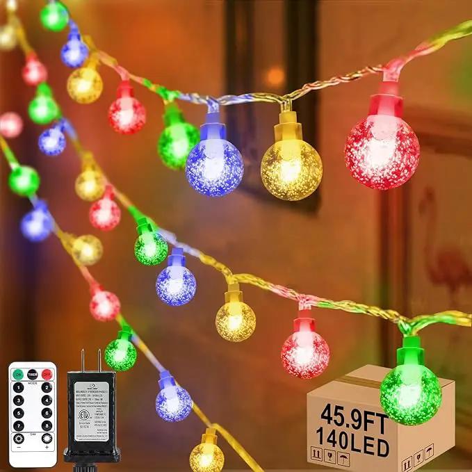 45.9ft 140LED Globe String Lights Outdoor,Crystal Fairy Light IP44 Waterproof Outdoor Hanging Decorative Lights for Home Tent Patio Garden Party Wedding Decor by GreenHaven Gardens