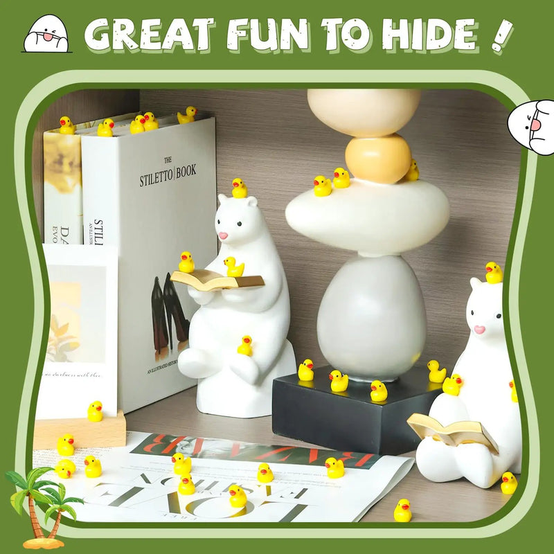 120PCS Mini Resin Animals Cute Yellow Tiny Ducks,Miniature Duck Figures to Hide,Little Animal Toys Small Figurines Bulk for Topper Desk Garden Dollhouse Landscape Aquarium Ornaments DIY Crafts & Decor by GreenHaven Gardens