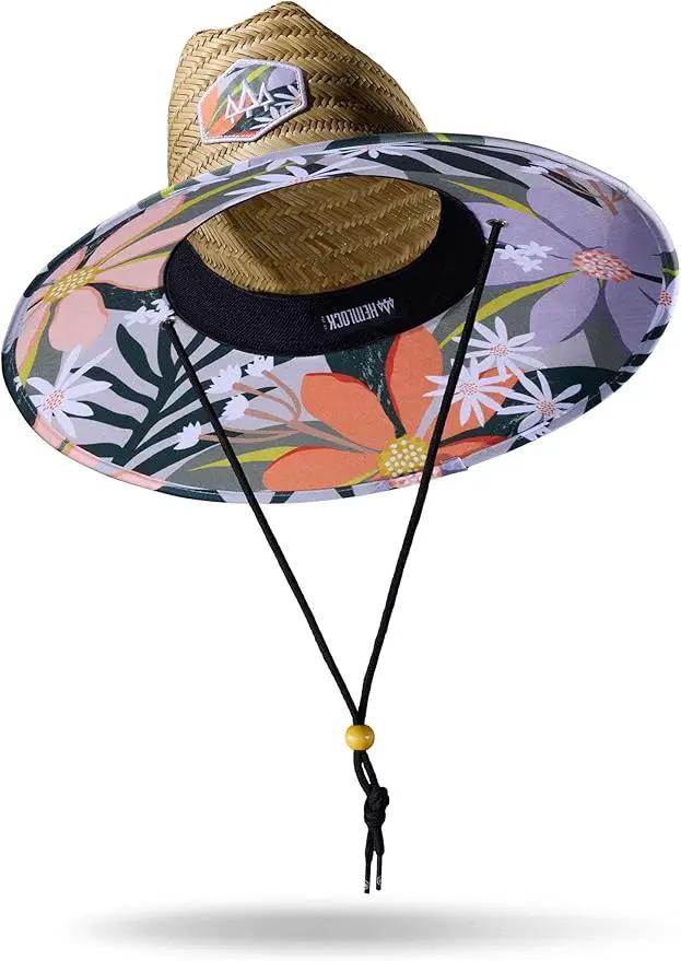 Straw Hat for Men & Women | Lifeguard Hat, Beach Hat & Sun Hat | UPF 50+ Wide Brim for Sun Protection | One Size | Hemlock by GreenHaven Gardens
