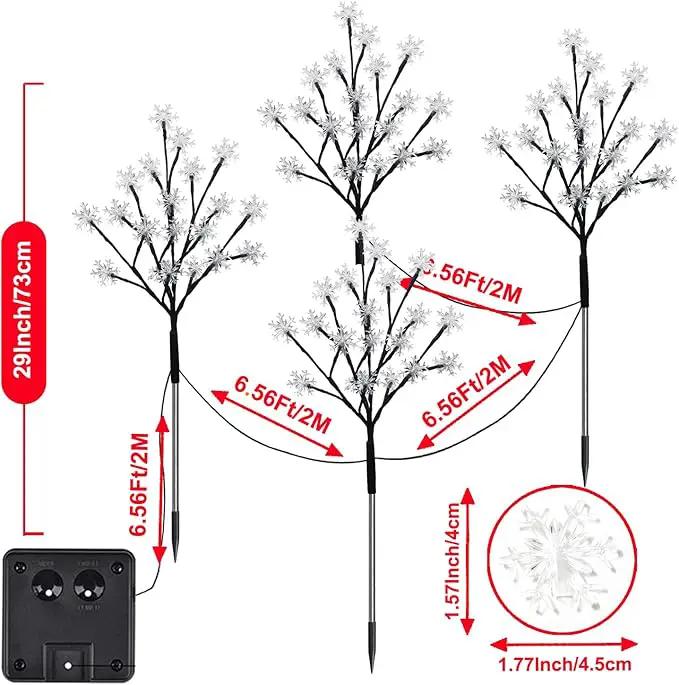 4-Packs 80LEDs Solar Snowflake Christmas Stake Lights, 8 Modes Wonderland Solar Snowflake Lights for Outdoor Christmas Decorations, Waterproof Solar Christmas Lights for Garden Yard Pathway Walkway by GreenHaven Gardens