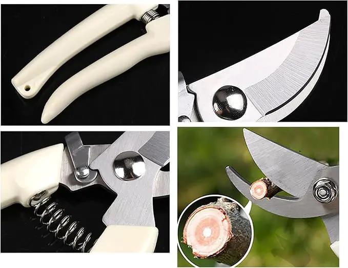Garden Flower Shears Pruning Shears 6.9 inches Scissors Heavy Duty Plant Scissors for Cutting Flowers, Trimming Plants, Bonsai, Fruits Picking (White Handle) by GreenHaven Gardens