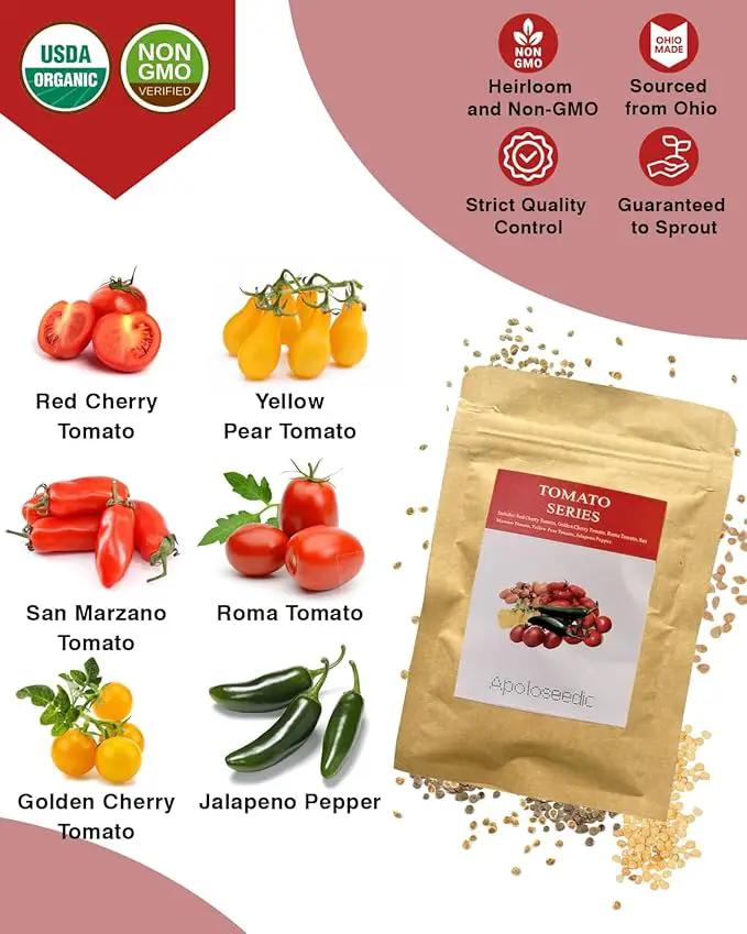 Tomato Seed Pod Kit for AeroGarden, idoo, Ahopegarden, MUFGA with Red Cherry/Golden Harvest Cherry Tomato, Roma/San Marzano/Yellow Pear Tomato - Compatible with All Hydroponics (12-Pod) by GreenHaven Gardens